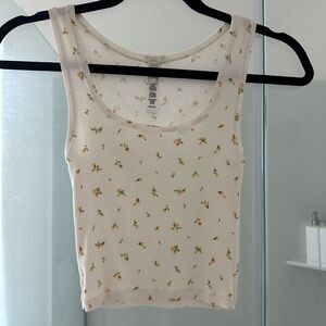 Skims Floral Print Ribbed Tank Top
